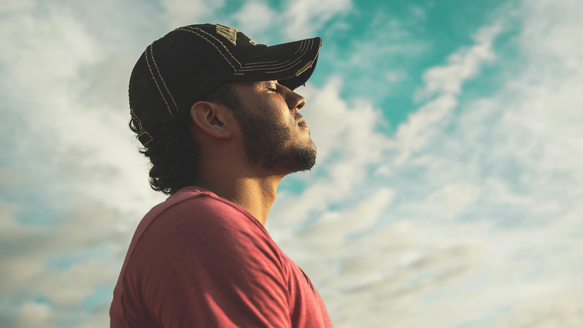 Young man practicing mindfullness