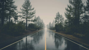 cloudy wet road