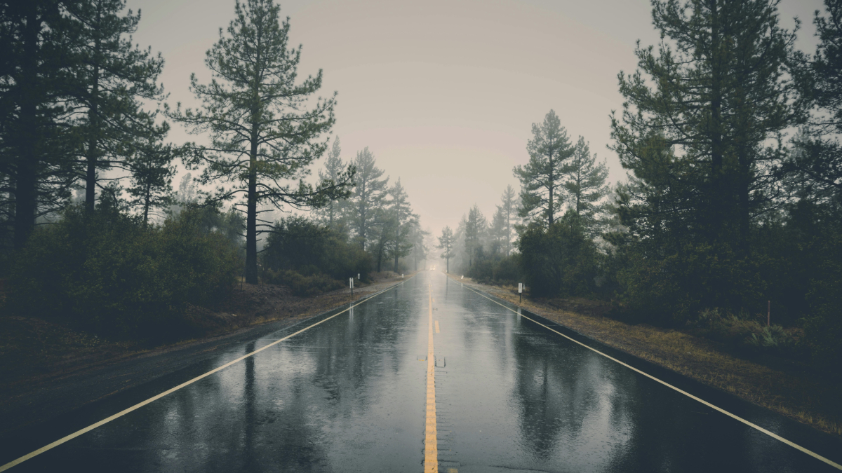 cloudy wet road